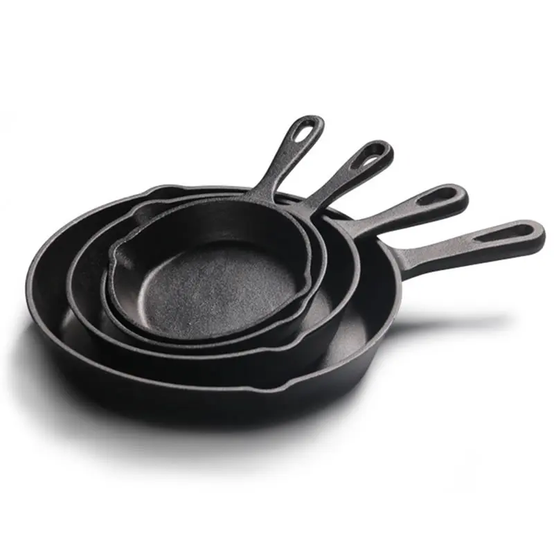 Non Stick Premium Cast Iron Cookware Round Skillet Frying Pan For Steak Egg Pizza