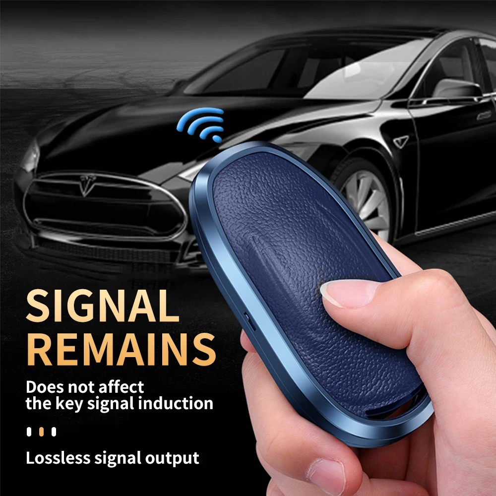 Fashion Leather Aluminum Alloy Car Key Cover Tesla Model 3 X S Y Protector Holder Matel Car Accessories Key Case