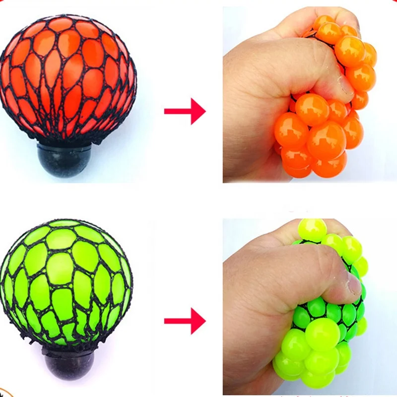 5cm 6cm Mesh Squishy Balls Stress Relief Squeeze Grape Balls Relieve Pressure Balls for Adults Gifts Promotional Toy Rubber