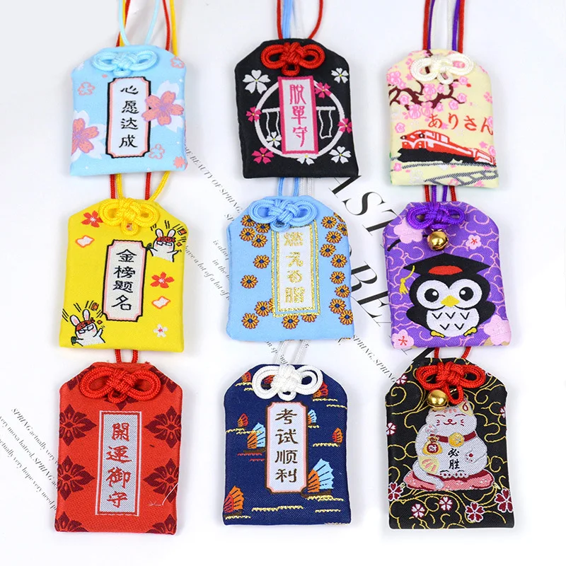 Japanese Omamori Pray Fortune Love Beauty Health Safe Transparent Study Wealth Bag Guard Talisman Pendant Keychain Couple Gifts
