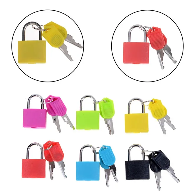 
New 6 colors Small Mini Strong Steel Padlock Suitcase Drawer Lock Luggage Case Keyed Padlock Anti-Theft Locks with 2 Keys 4.8 