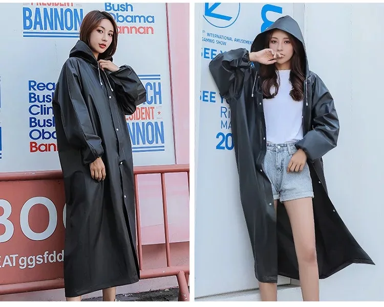 Stylish black EVA raincoat multi-functional outdoor travel all in one raincoat protective adult walking windbreaker rain wear