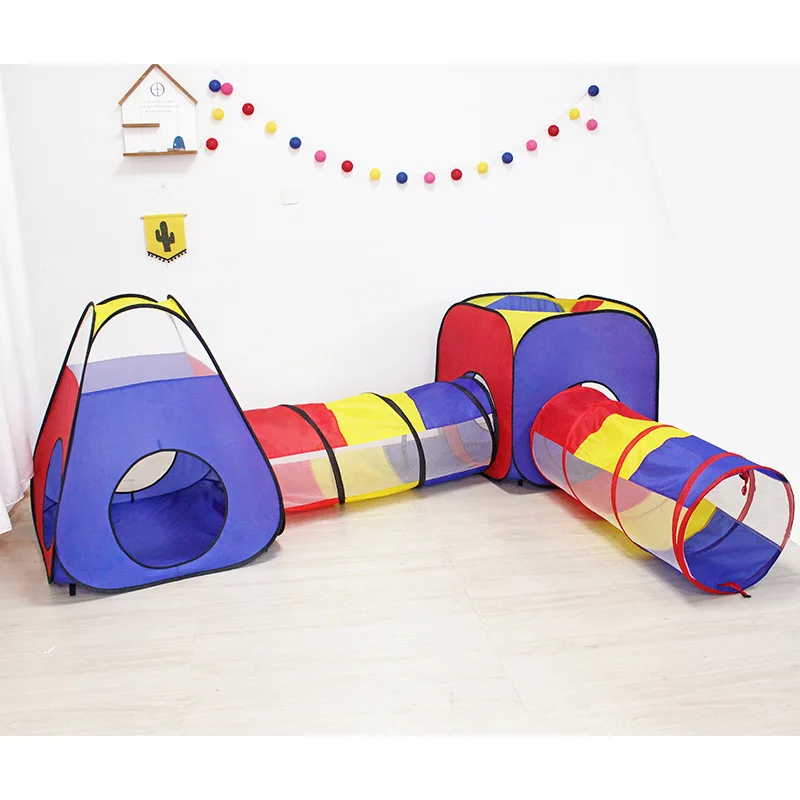 Kids Pop up 3-IN-1 Play Tent (rocket castle+Tunnel + Ball Pit)  kids play tent