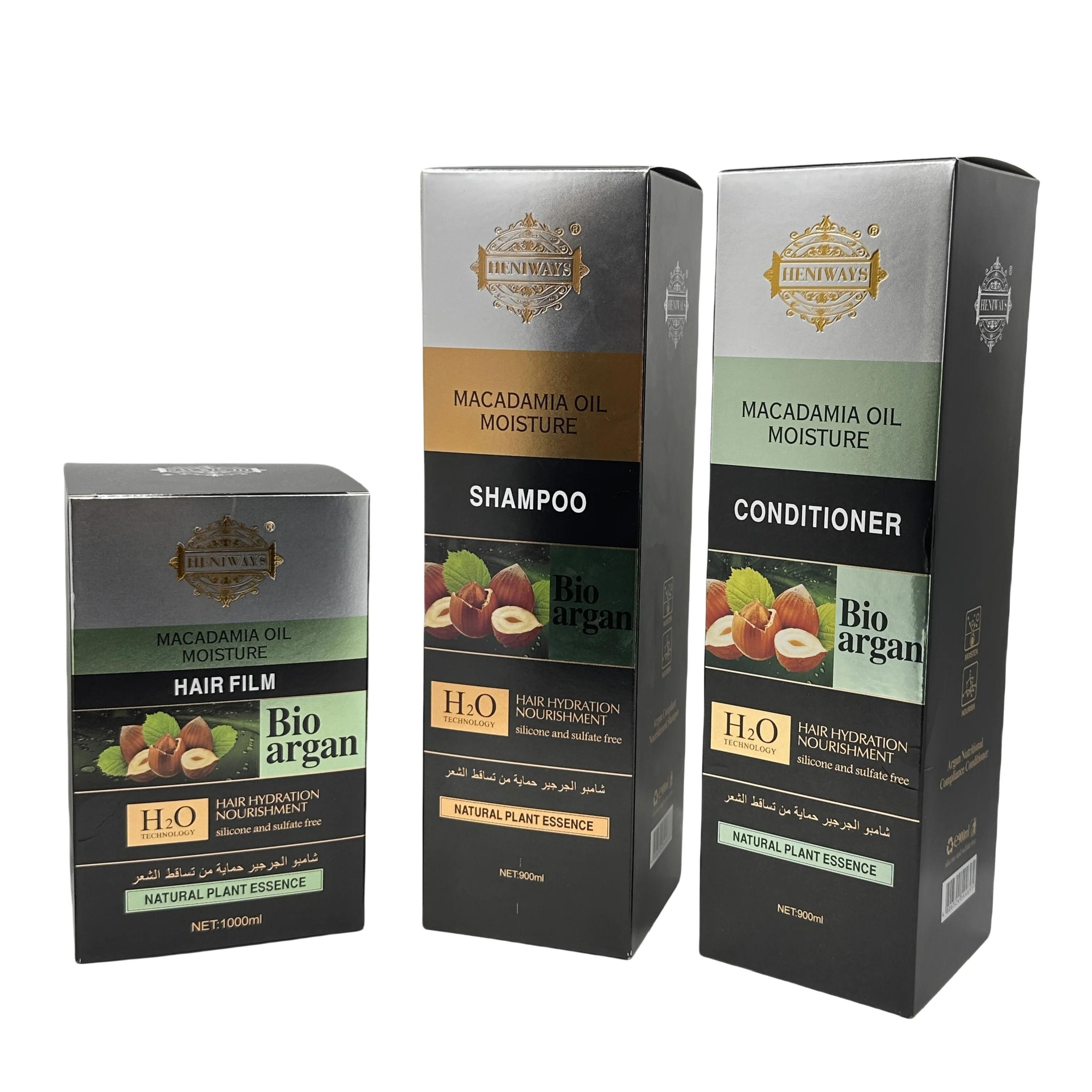 HENIWAYS Customize Wholesale Nut Fruit Oil Hair Hydrating and Nourishing Bio Argan Shampoo 900ml