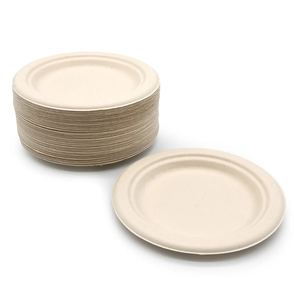 7 Inch 100% Biodegradable & Compostable bagasse disposable paper plates for wedding