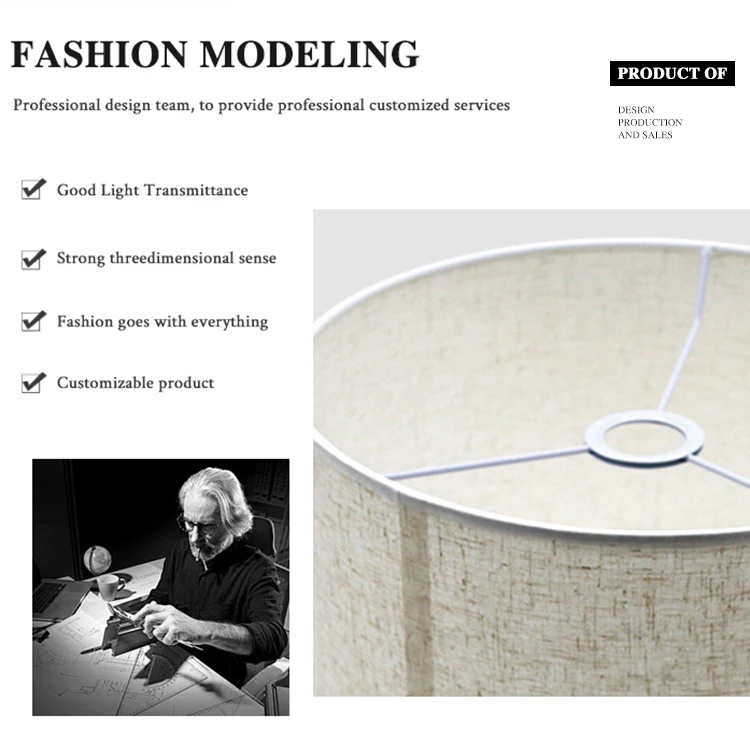 Vintage Custom Round/Square OEM PVC Lamp Shades Modern Nordic Fabric Table Lamp Decorative Shade