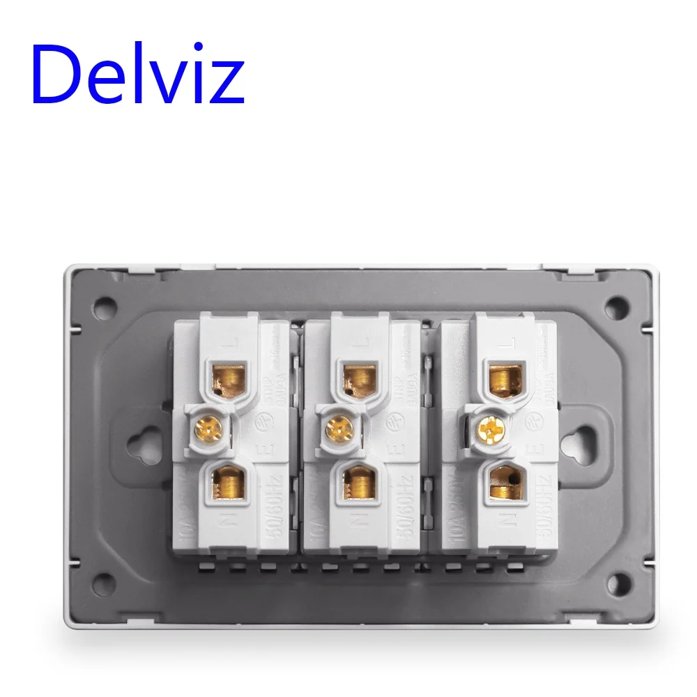 Delviz 3 gangs 3 Pins hole Brazilian Electric plug Outlet,120mm*72mm Crystal Glass Panel,Brazil Standard Wall USB Socket