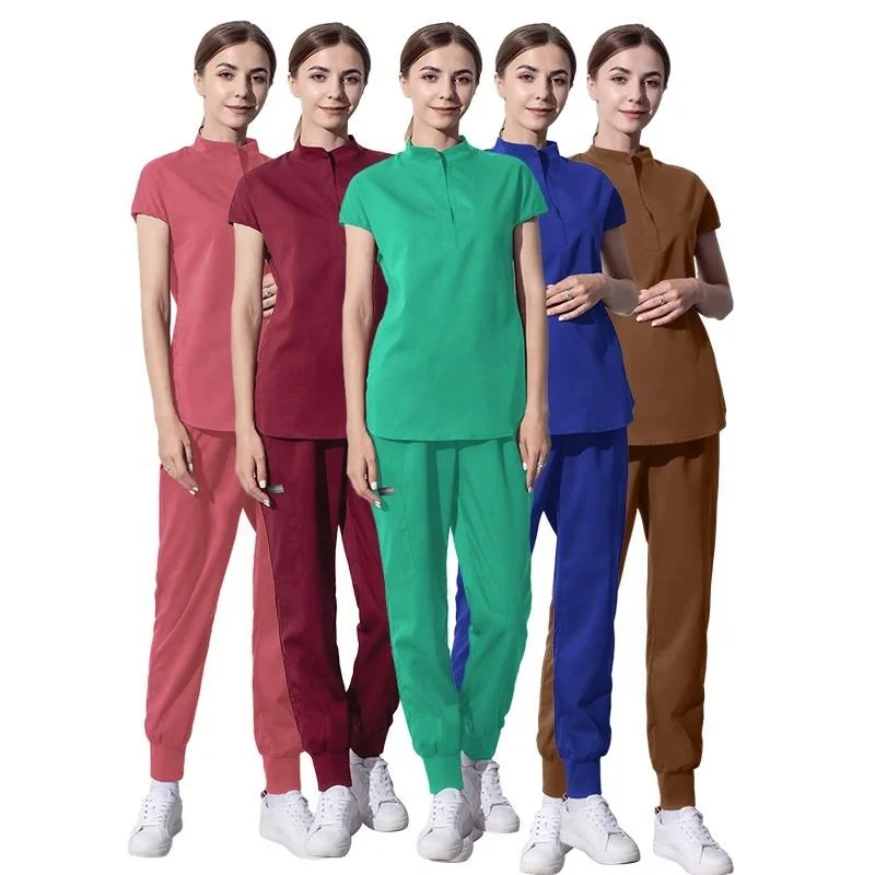 High Quality Spa Medical Breathable Spandex Uniform 2 Piece Custom Logo Pet Hospital Scrub  Doctor Nursing Scrubs Uniforms Sets