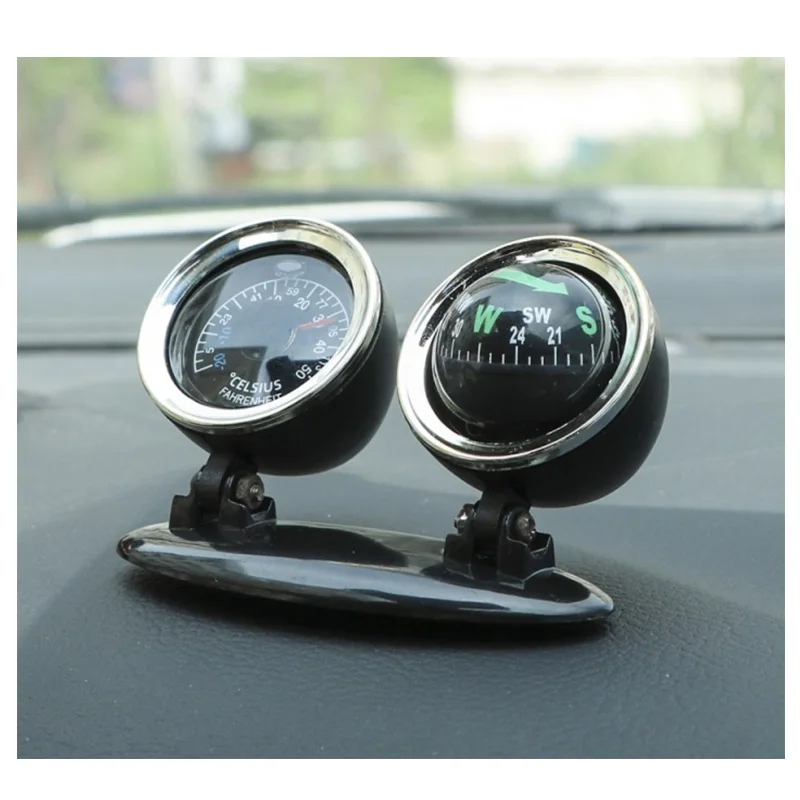 Mini Car Adjustable Compass & Thermometer