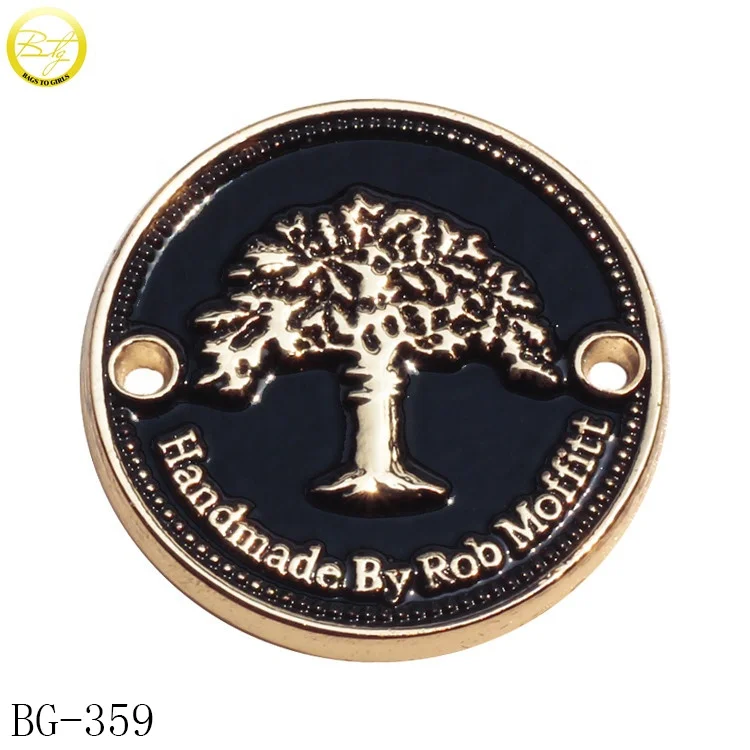 Zinc alloy clothes round tags making customized enamel logo swimwear accessories letter label with holes