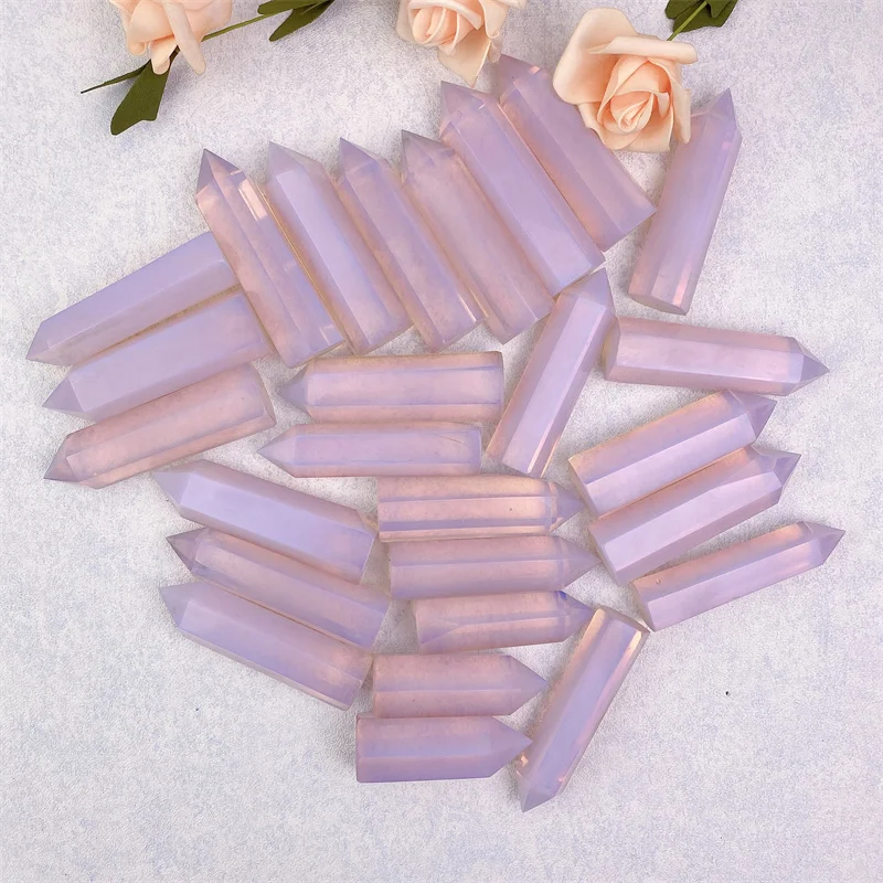 Wholesale natural hand-carved healing crystal  pink opalite tower for decoration