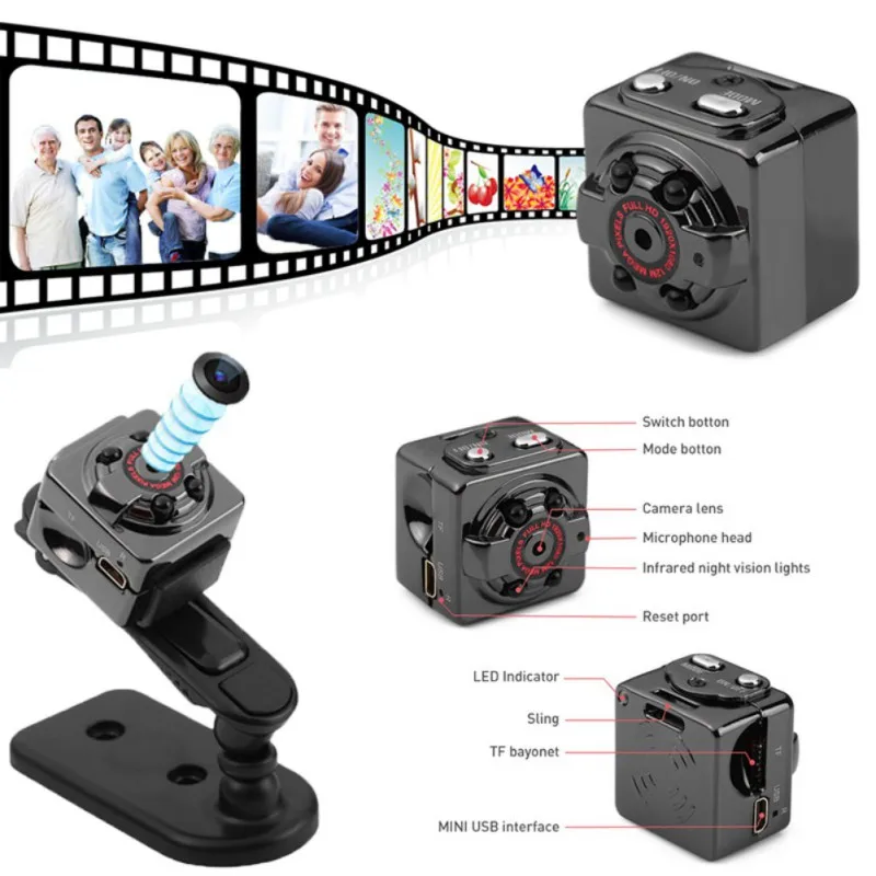 Home security Wireless Mini cctv camera SQ8 SQ11, 360 degree rotate cheap super mini invisible recorder car sports cam