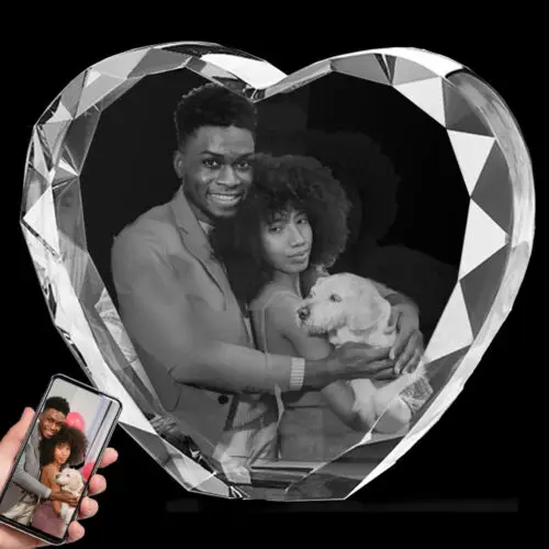 Honor of crystal Heart shaped photo frame carved crystal blank cube souvenirs k9 Crystal Cube With 3d Laser Engraved