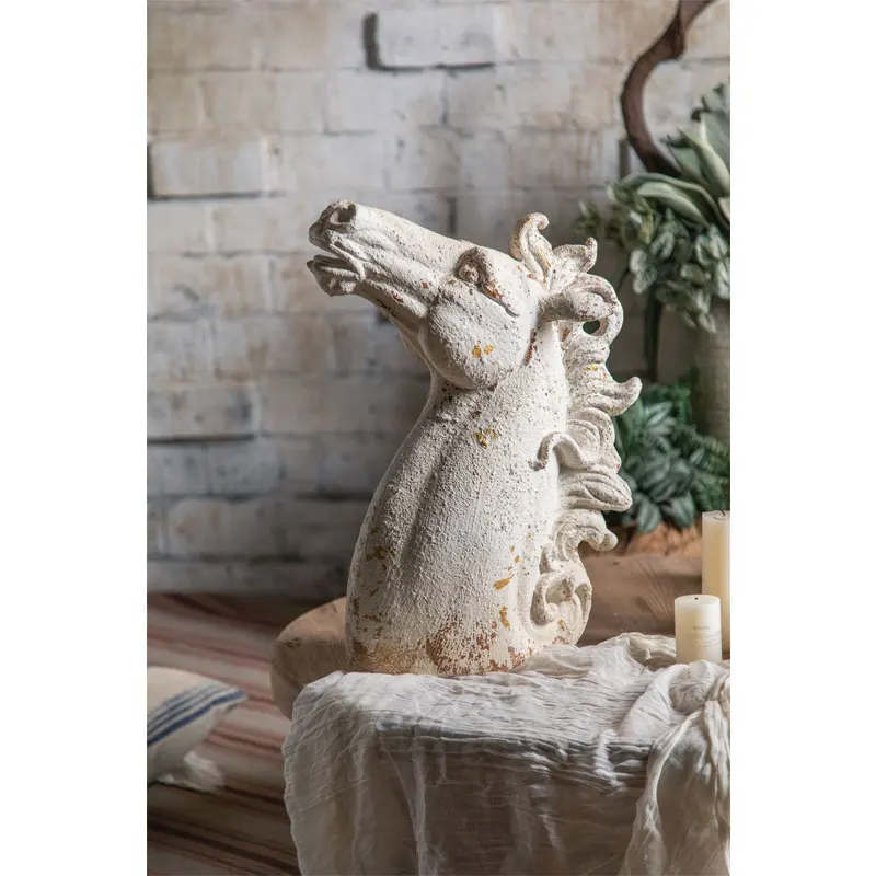 Minhui Latest Design Home Decoration Living Room Craft Archaize Retro White Magnesia White Horse Decoration