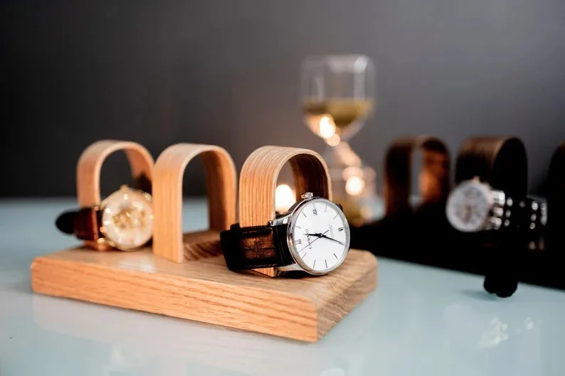 Luxury watch stand display rack can hold 3 watches - Personalized anniversary gift for father