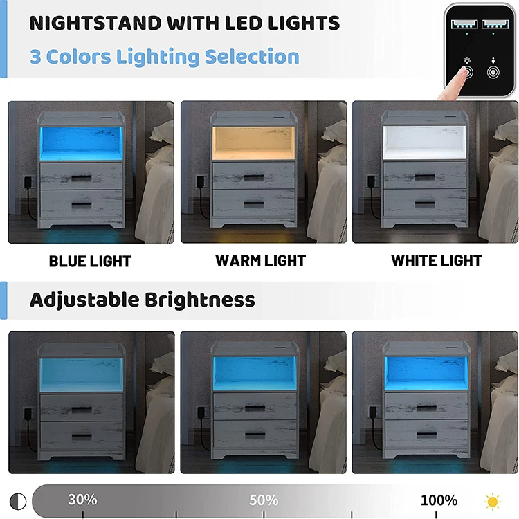 Intelligent Bedside Table Rechargeable Storage Smart Nightstand Modern Simple Multi-functional Bedside Table