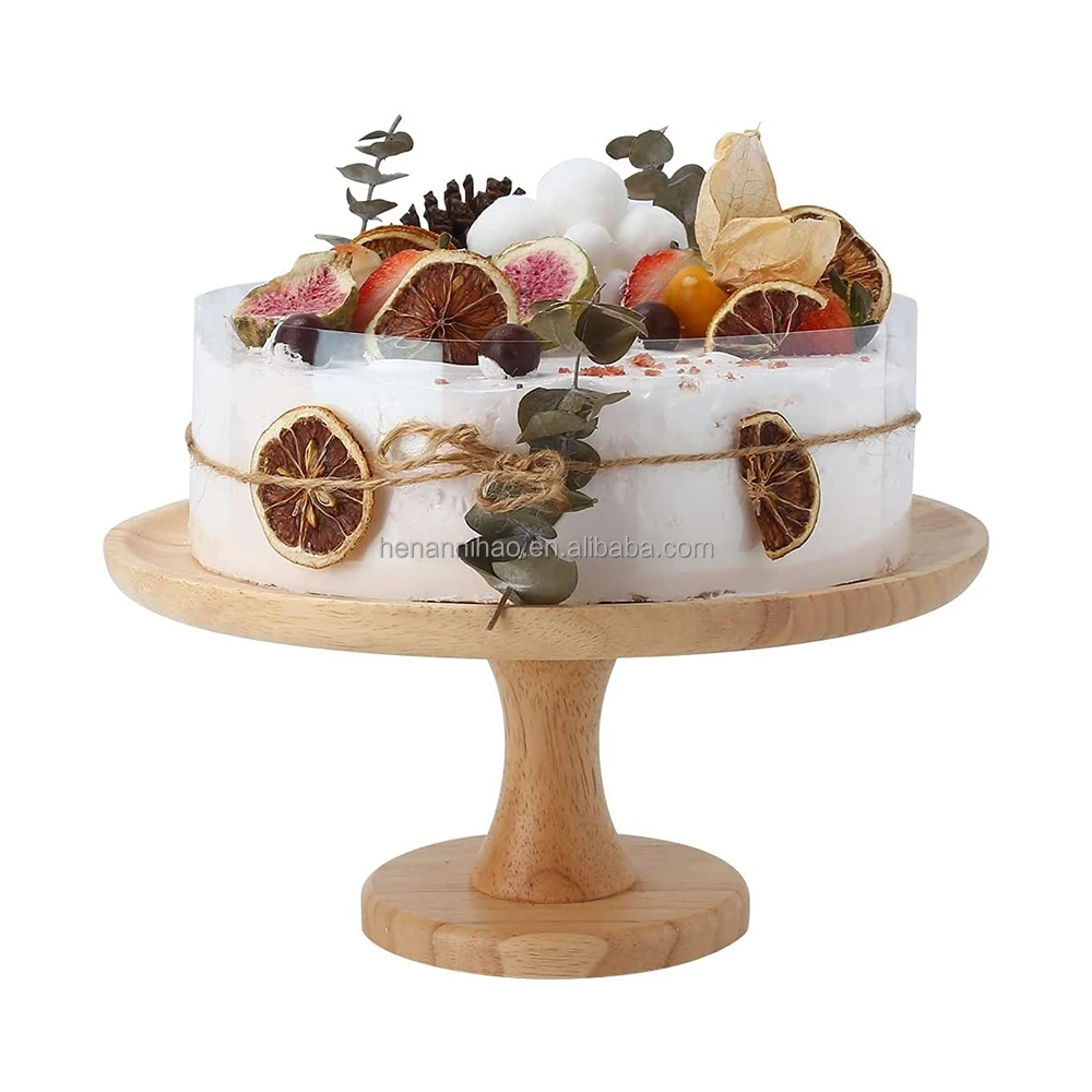 Wooden Cake Stand Wedding Cake Tray Serving Creative Food Trays with Glass Dome