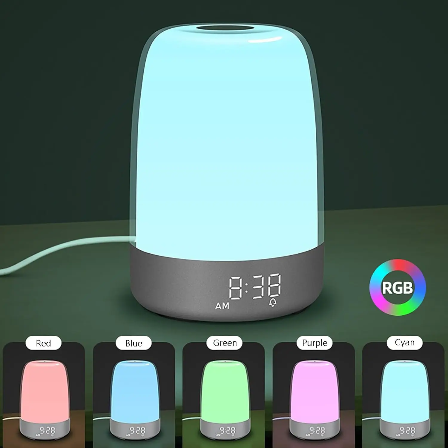 hot sale Lamp Sunrise Simulation Wake Up Light Alarm Clock Night Light with colorful light