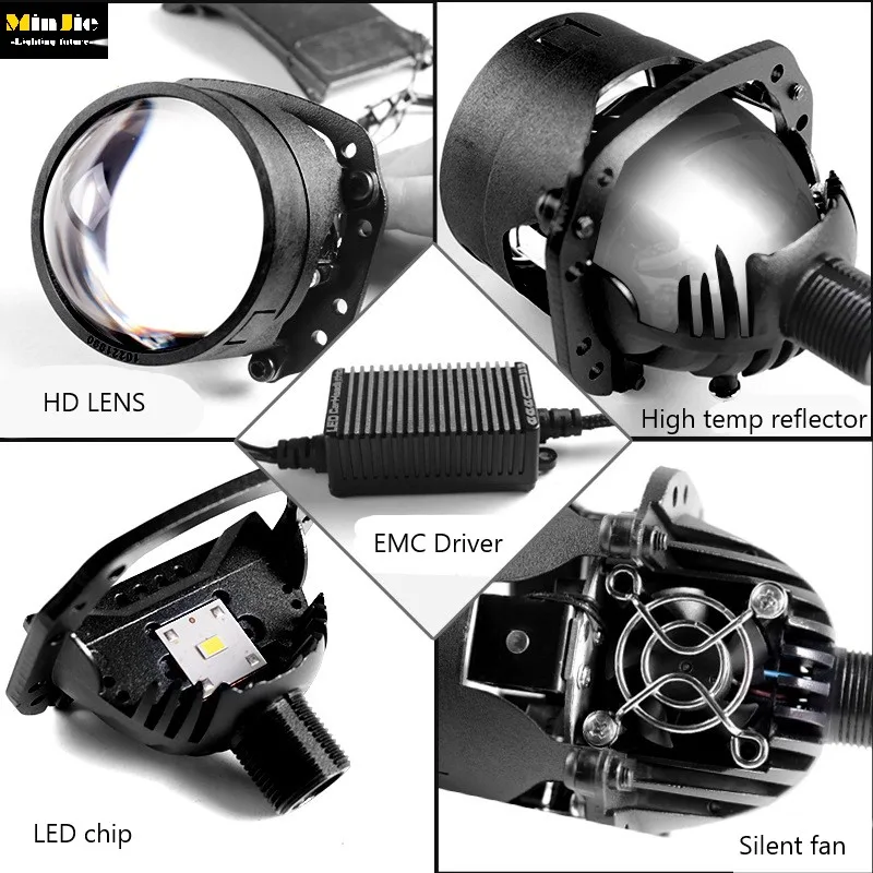 Intelligent Car headlight waterproof 36W 45W  bi-led  2.5 inch projector lens car modification