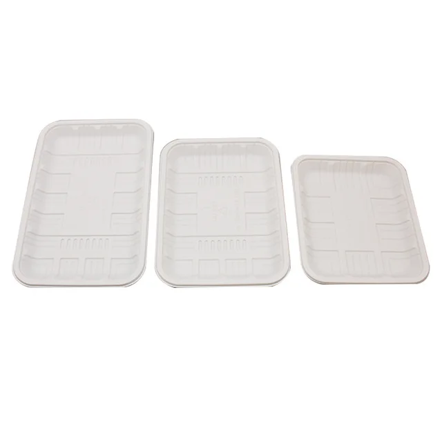 Disposable Biodegradable corn starch  Plates Customizable Fruit Meat Tray For Supermarkets Rectangle Sushi Tray