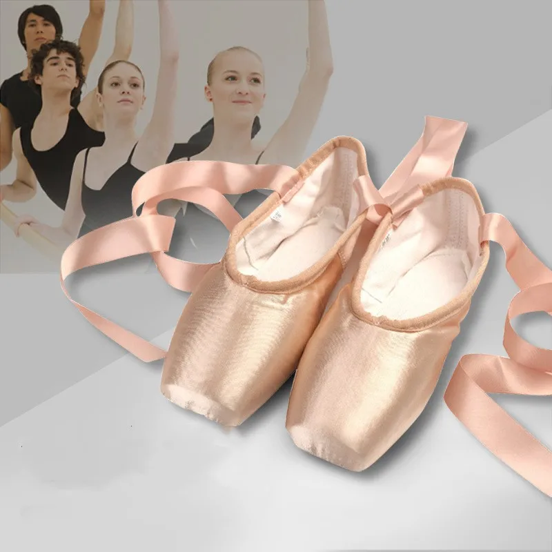 Professional Stain Ballet Pointe Dance Shoes Ballerina Shoes Slippers with Toe Pads for Girls and Women