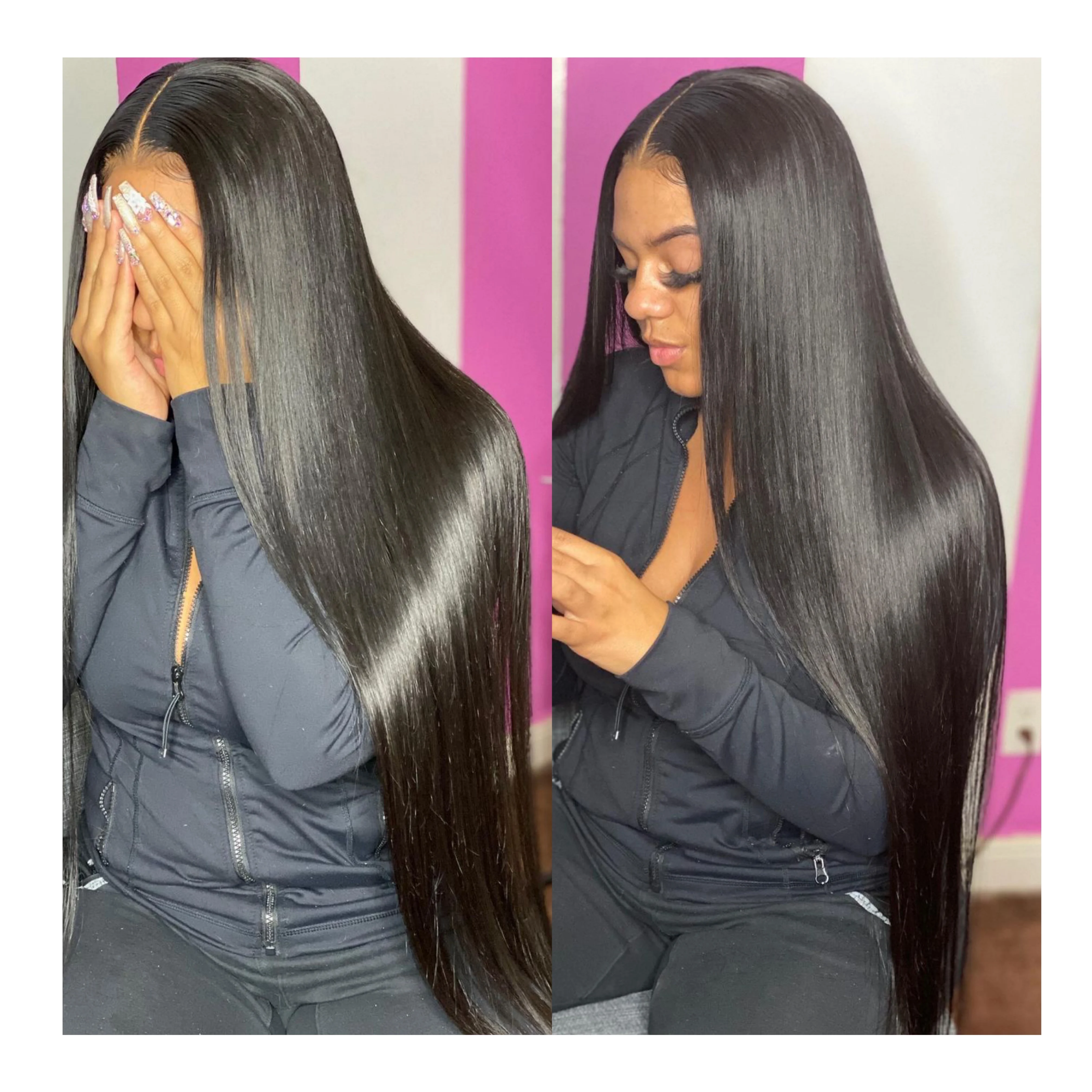 sample 100% Brazilian Bone Straight Hair Extensions Vendor Black Women Curly Lace Closure Frontal Human Hair Extension Wigs