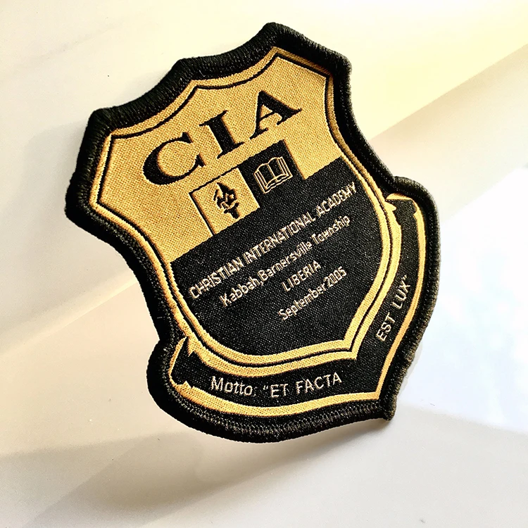 Школьный логотип на заказ тканые значки школьная форма обувь сумки галстук Декоративные нашивки с вышивкой логотипа
