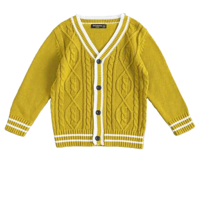
Warm V-neck Thick Knit Shirt Children Knitwear Long Sleeve Kids Jersey Knitted Sweater Toddlers Thick Baby Cardigan 