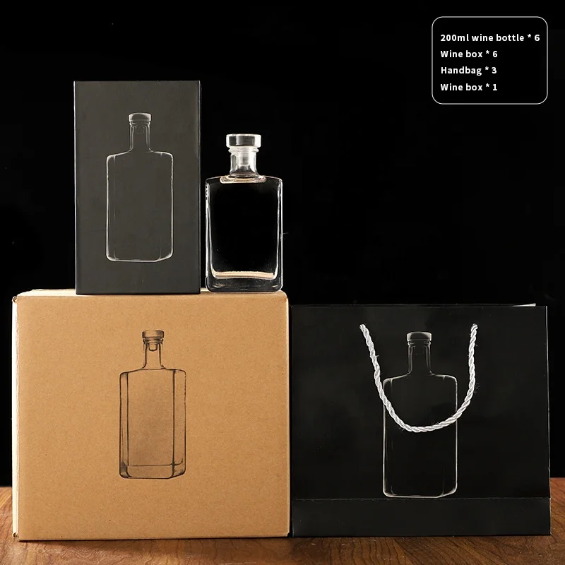 Factory Direct Wine Bottle 100ml 200ml 500ml Square Empty Glass Vodka Bottle with Luxury Gift Box