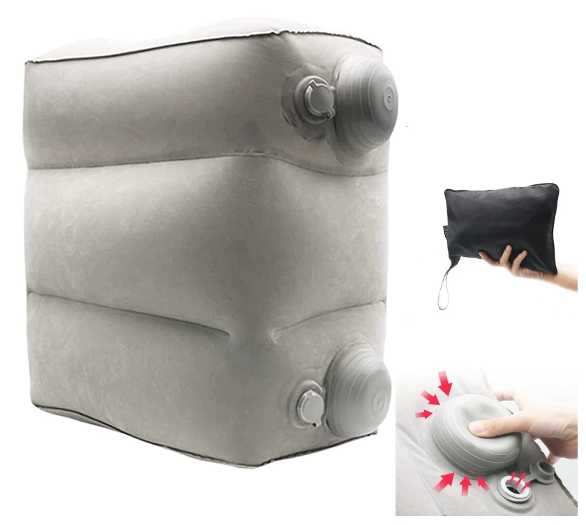 Inflatable Foot Rest Pillow For Travel Kids/adults Airplane Travel Pillow-adjustable Height Cushions-adult Travel Essentials