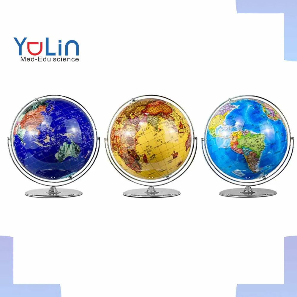 Hd rotating crystal globe Metal Base With Lamp Geography Teaching World Map  Diameter Globe World Globe Model 42cm