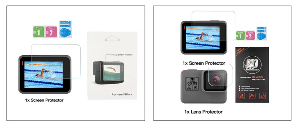 
Tempered Glass Lens + LCD Screen Protector For GoPro Hero 7 6 5 Hero7 Hero6 Hero5 Black Camera Protective Film 