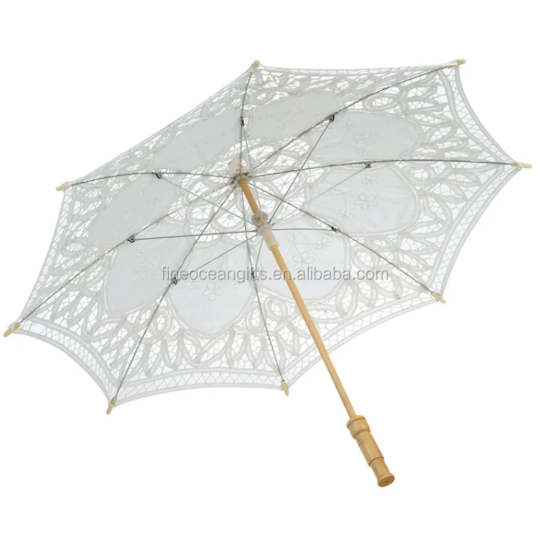 Wholesale Fashion Casual Simplicity Vintage Parasol White Lace Wedding Umbrellas