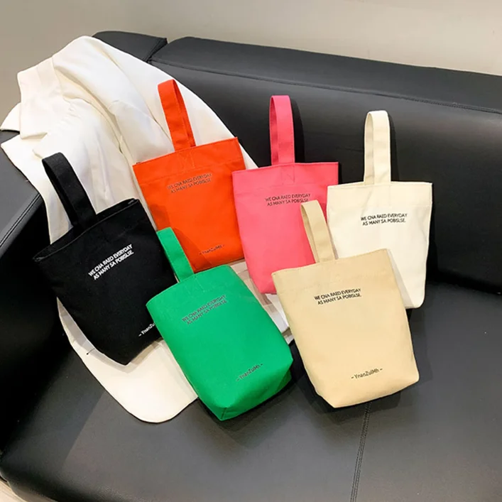 Personalized Canvas Cotton 12oz Bucket Bag with Multiple Colors Popular Shopping Tote Bag