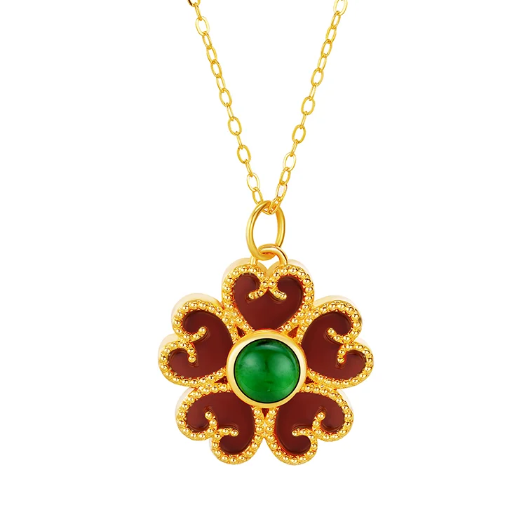 Fashion Women Jewelry 18k Gold Chain Necklace jadeite Pendant Necklace