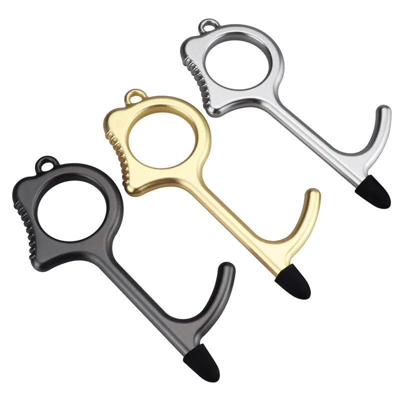 
Portable Touchless Hands Free No Touch Bottle Door Opener Metal Self Defense Keychain Set 