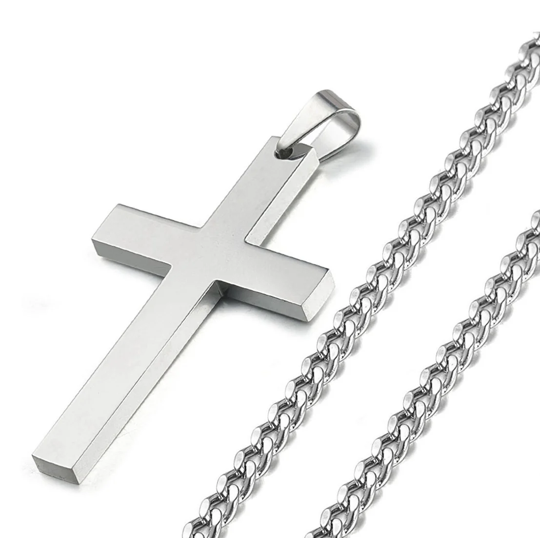 Factory bible scriptures diy laser silver color stainless steel customized jewelry blank cross pendant engraving cross necklace