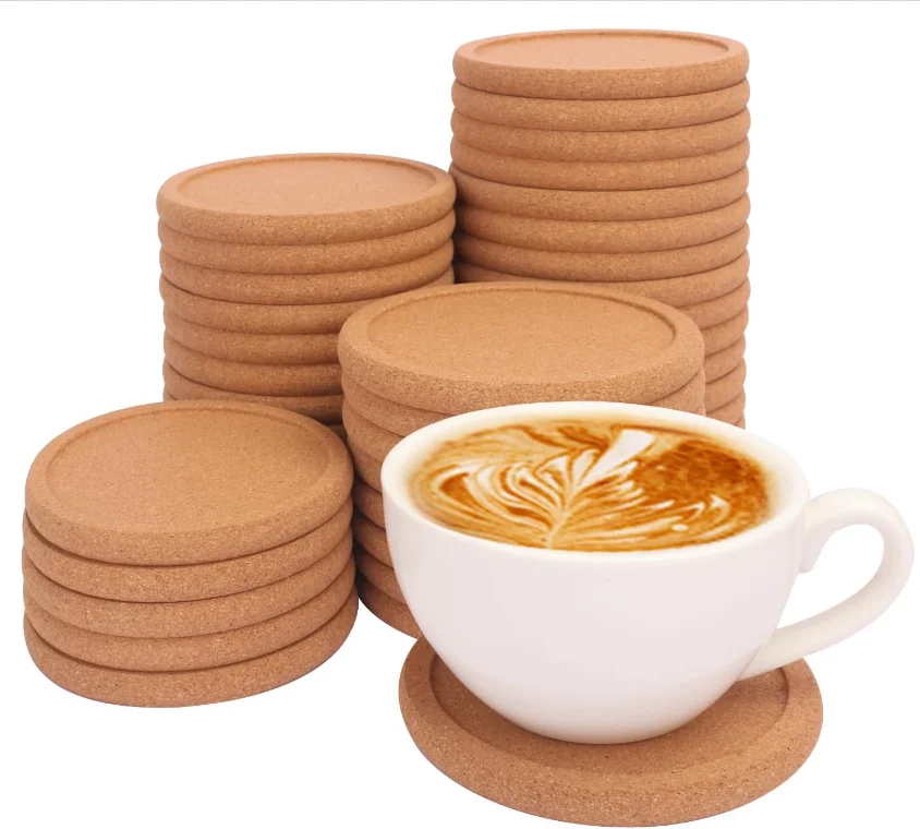 4 Inch Lip Absorbent Cork Coasters Drinks Heat Resistant Blank Cork Coasters Wine Crafts DIY Projects General Use Mats Pads