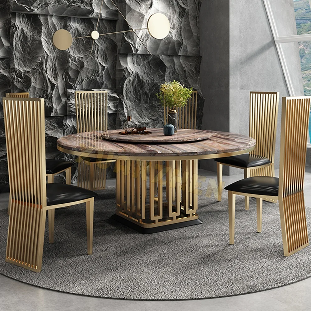 Dining room furniture new design restaurant dinning table round dining table set hotel black marble dining tables