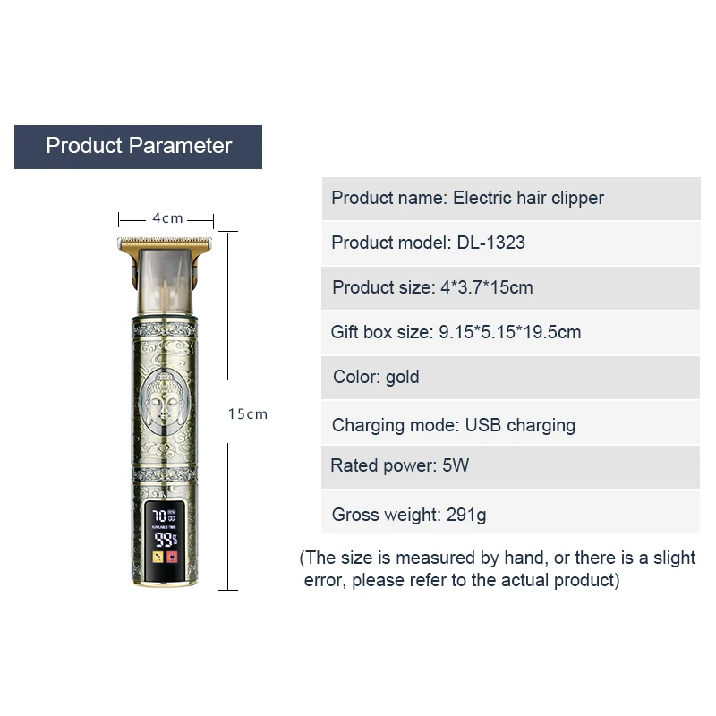 DL-1323 Metal Carving Desgin Hair Cut Machine Beard Trimmer Barber Machines Professional Electric Cordless for Men