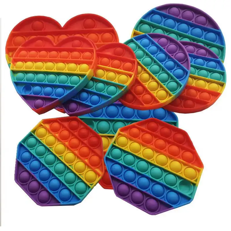 
Manufacture Custom Rainbow Fidget Toy Push Pop Bubble Fidget Sensory Toys for Kids Adults 