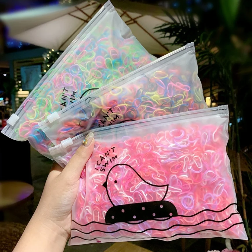 Wholesale 1000pcs/Bag Kids Candy Color Hair Rubber Bands Small Disposable Elastic Hair Bands Girls TPU Rubber Fresh Hair Rope