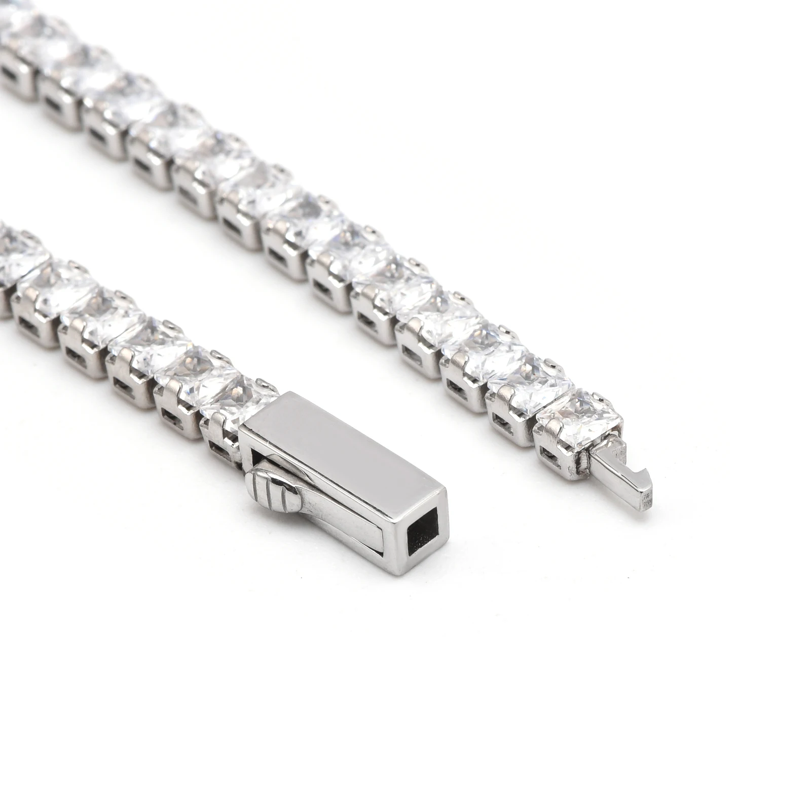 AAA CZ Cubic Zircon Tennis Bracelet Iced Out Stainless Steel Fashion Square Round Diamond Tennis Bracelet Hip Hop Moissanite