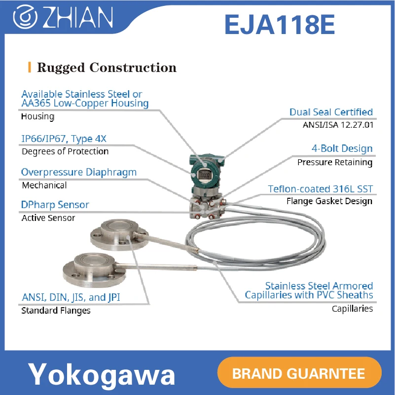 Датчик диафрагмы Yokogawa EJA118 DP монокристаллический кремний 4-20mA DC EJA118E датчик перепада давления