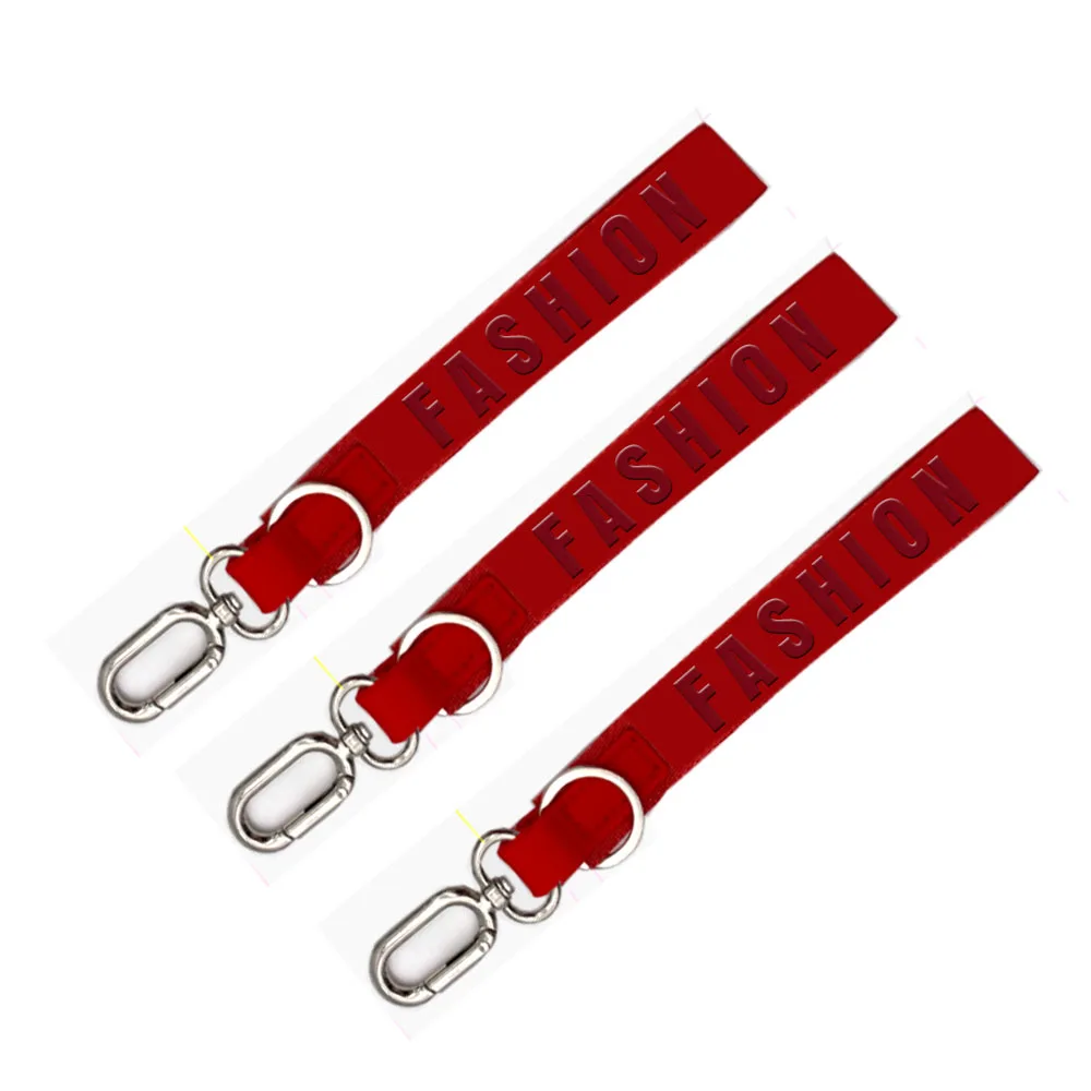 YYX Custom nylon wristlet lanyard 3D rubber logo LULU key holder never lost keychain