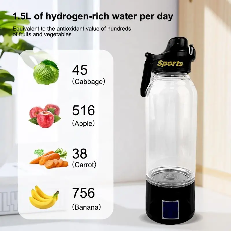 Factory Price Hydrogen Water Bottle Glass 1000ml New Design Portable h2 Rich Water Bottle Hydrogen Water Machine Generator