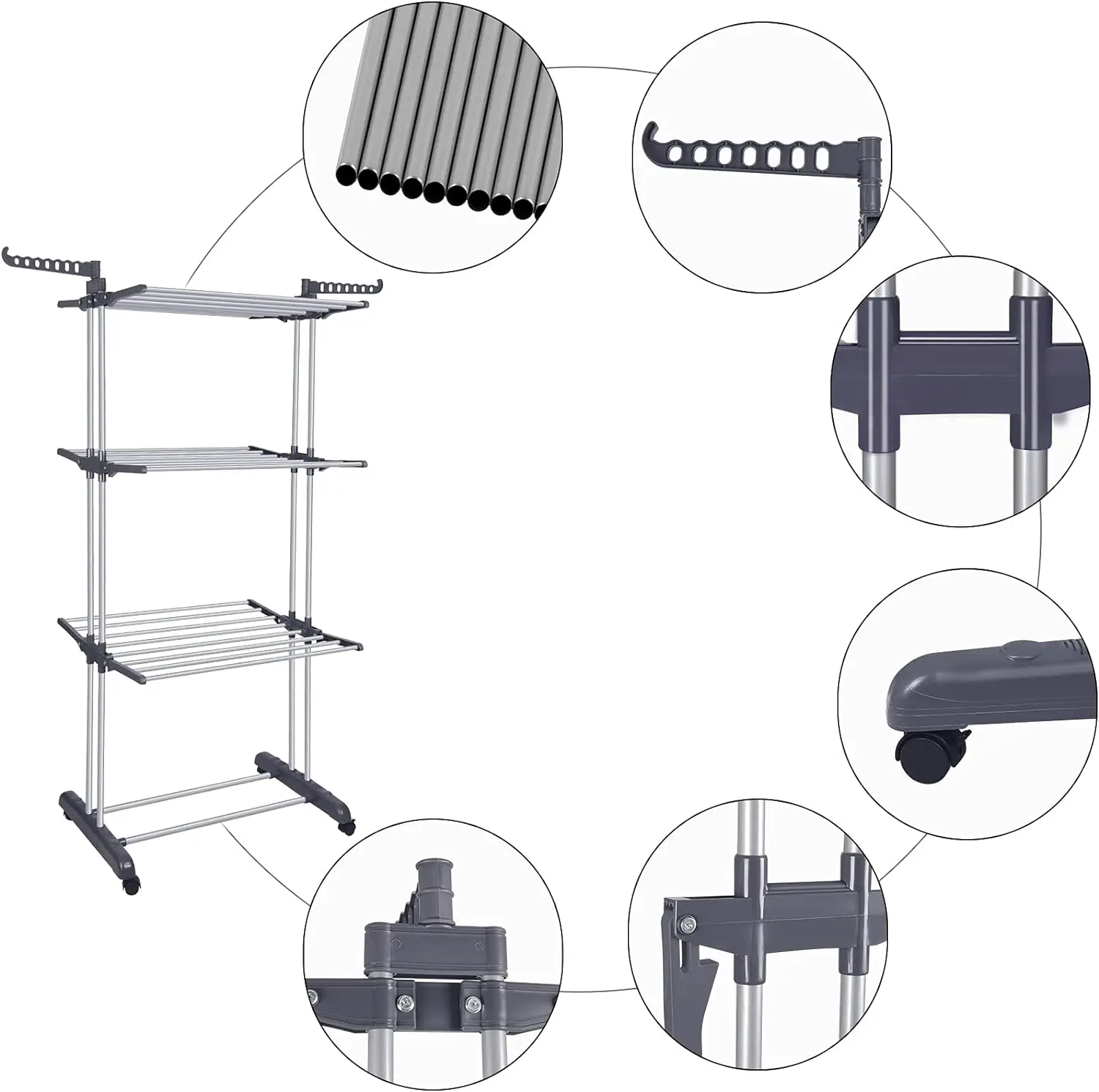 Factory Wholesale Double Wall Steel Towel Rack Hooked No-Drill Wall Mounted Hanger for Bedroom & Living Room