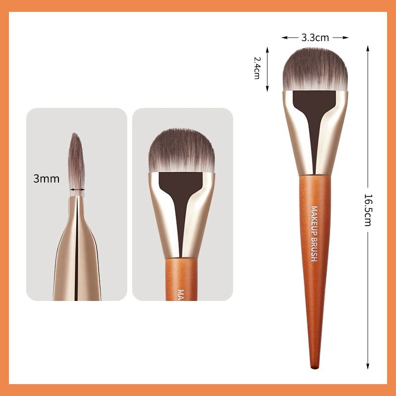 Vegan Cruelty Free Foundation Makeup Brush Wood Handle Ultra Thin Widened Tongue Type Foundation Brush