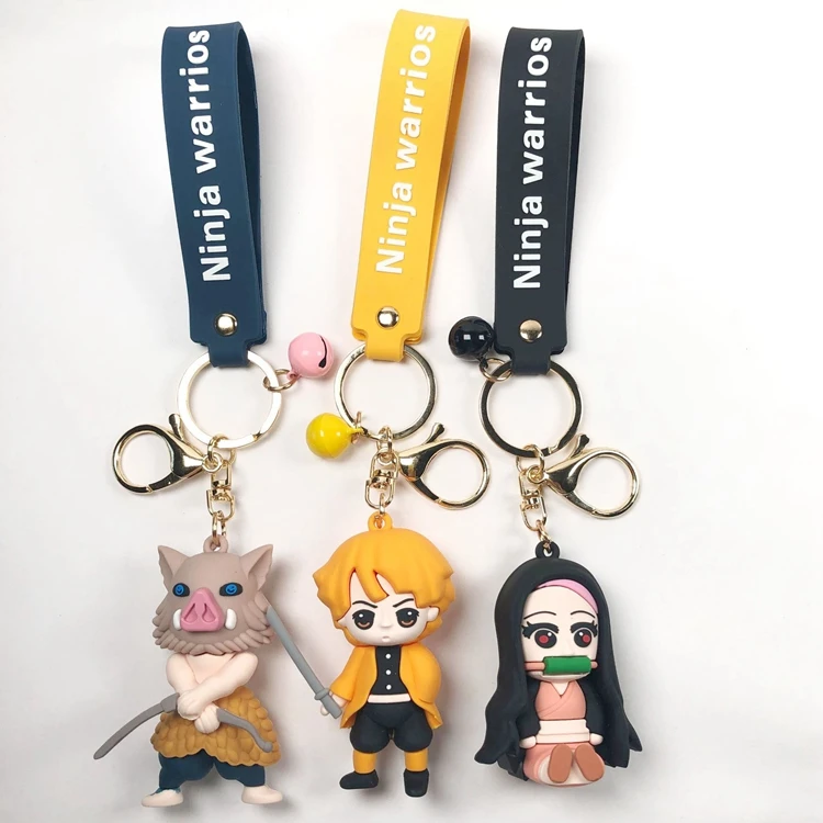 Custom 6 pcs PVC Key Ring Anime Action Figure Gift Kamado Nezuko 3D Keychain Demon Slayer