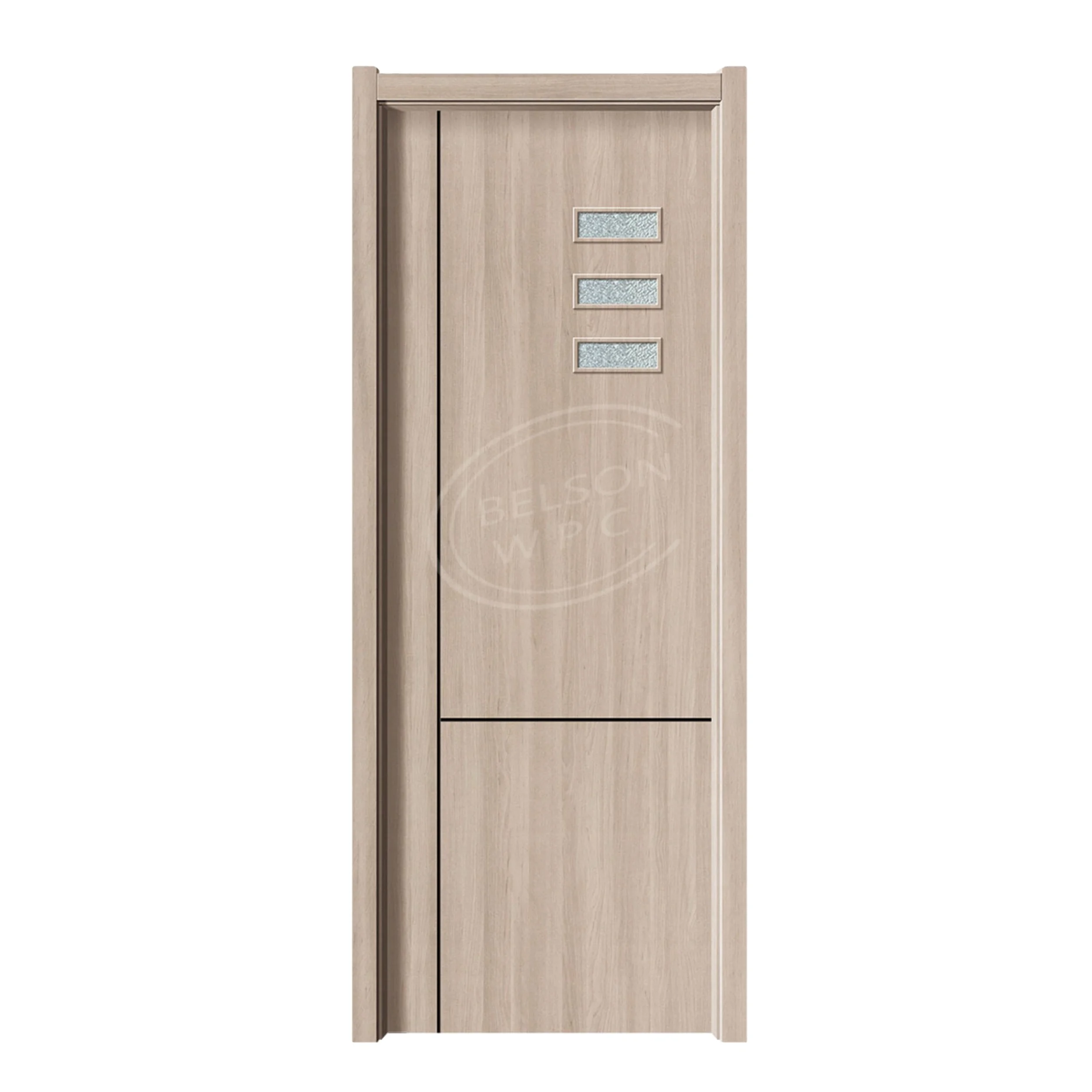Huangshan Belson WPC Chinese Manufacturer Waterproof Frosted Glazed Wooden Water Resistant Bathroom WPC Doors